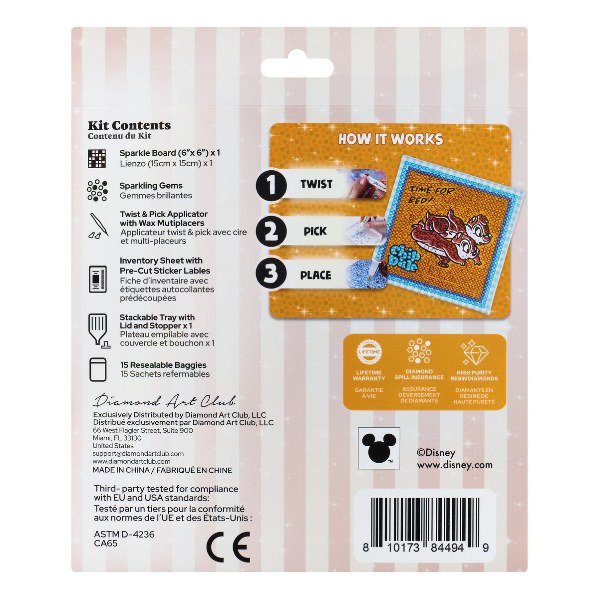 Diamond Painting Sparkle Boards - Chip & Dale Snooze Squad 6" x 6" (15cm x 15cm) / Round with 5 Colors including 5 Iridescent Diamonds / 851