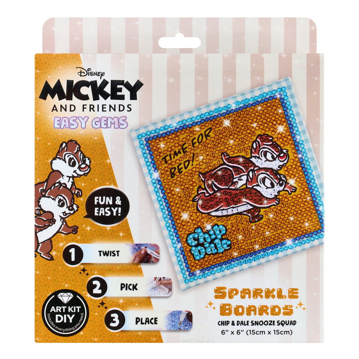 Diamond Painting Sparkle Boards - Chip & Dale Snooze Squad 6" x 6" (15cm x 15cm) / Round with 5 Colors including 5 Iridescent Diamonds / 851