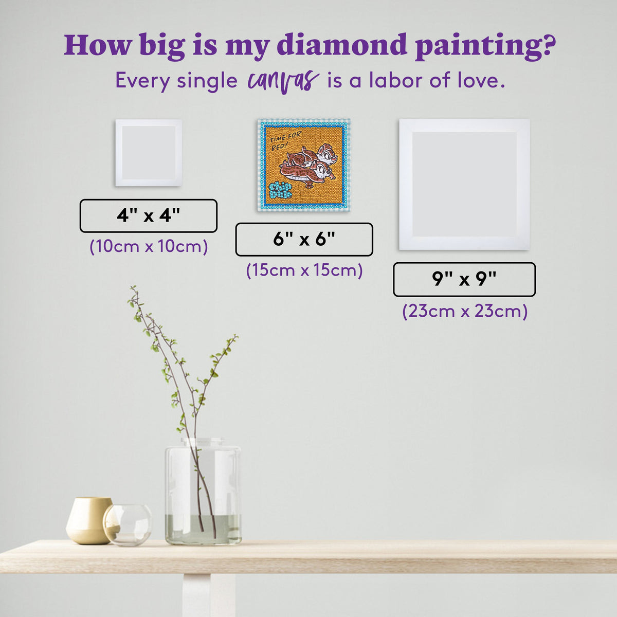 Diamond Painting Sparkle Boards - Chip & Dale Snooze Squad 6" x 6" (15cm x 15cm) / Round with 5 Colors including 5 Iridescent Diamonds / 851