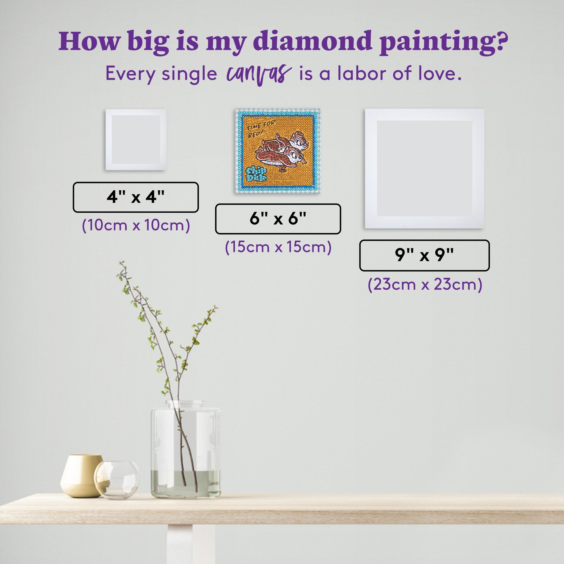 Diamond Painting Sparkle Boards - Chip & Dale Snooze Squad 6" x 6" (15cm x 15cm) / Round with 5 Colors including 5 Iridescent Diamonds / 851