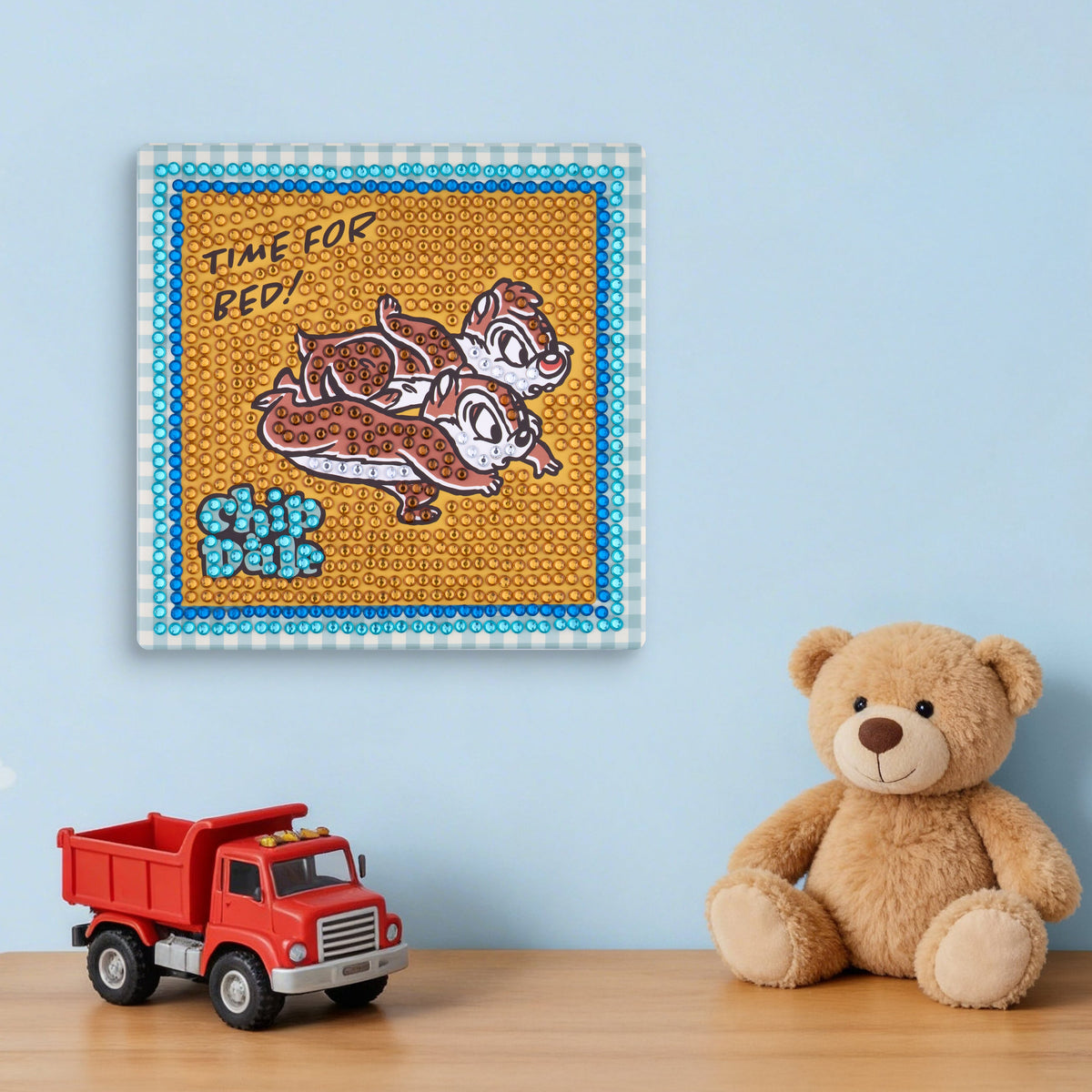 Diamond Painting Sparkle Boards - Chip & Dale Snooze Squad 6" x 6" (15cm x 15cm) / Round with 5 Colors including 5 Iridescent Diamonds / 851