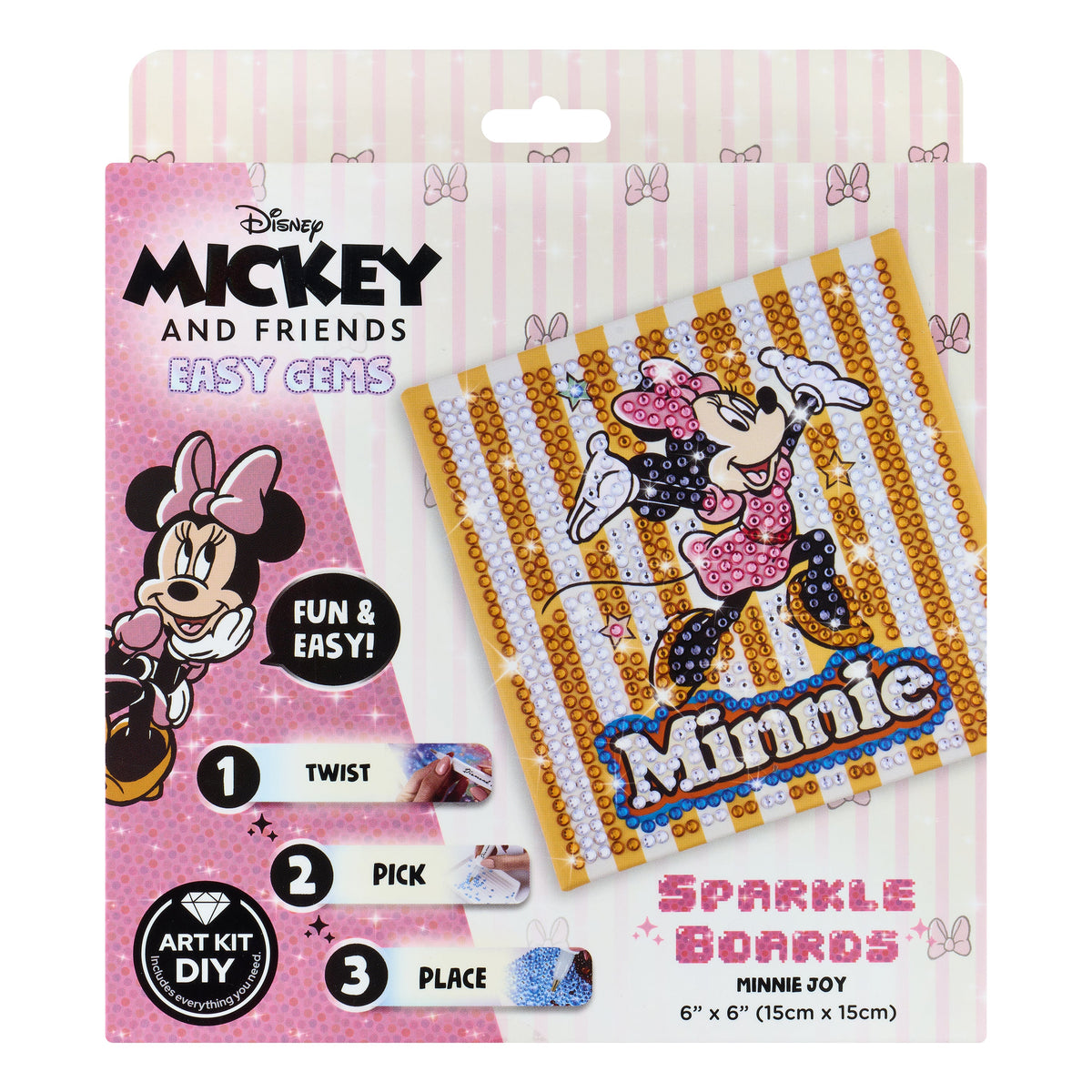 Diamond Painting Sparkle Boards - Minnie Joy 6" x 6" (15cm x 15cm) / Round with 6 Colors including 6 Iridescent Diamonds / 863