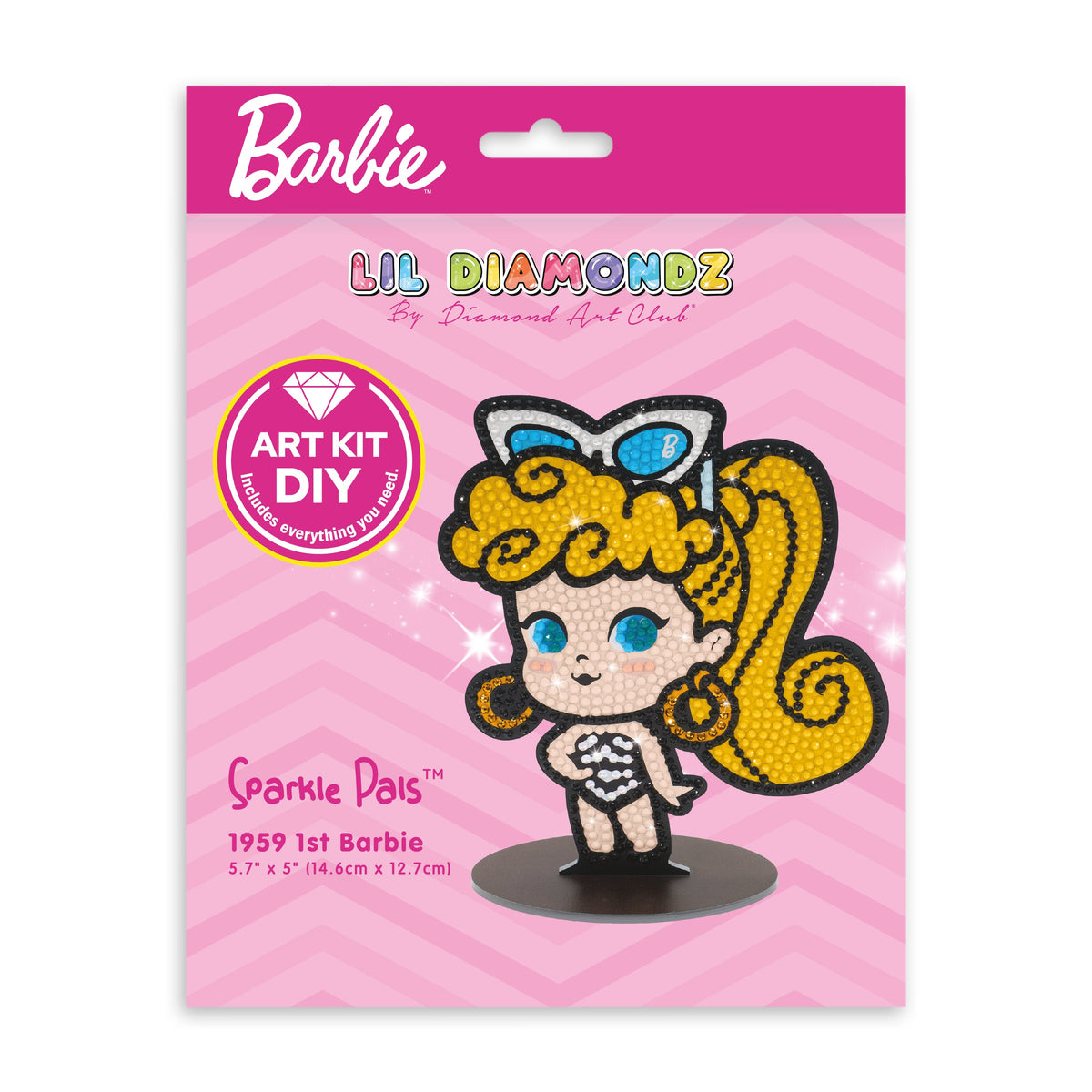 Diamond Painting Sparkle Pals™ - 1959 1st Barbie™ 5.7" x 5" (14.6cm x 12.7cm) / Round with 9 Colors Including 1 AB and 1 Electro Diamond and 1 Fairy Dust Diamond / 965