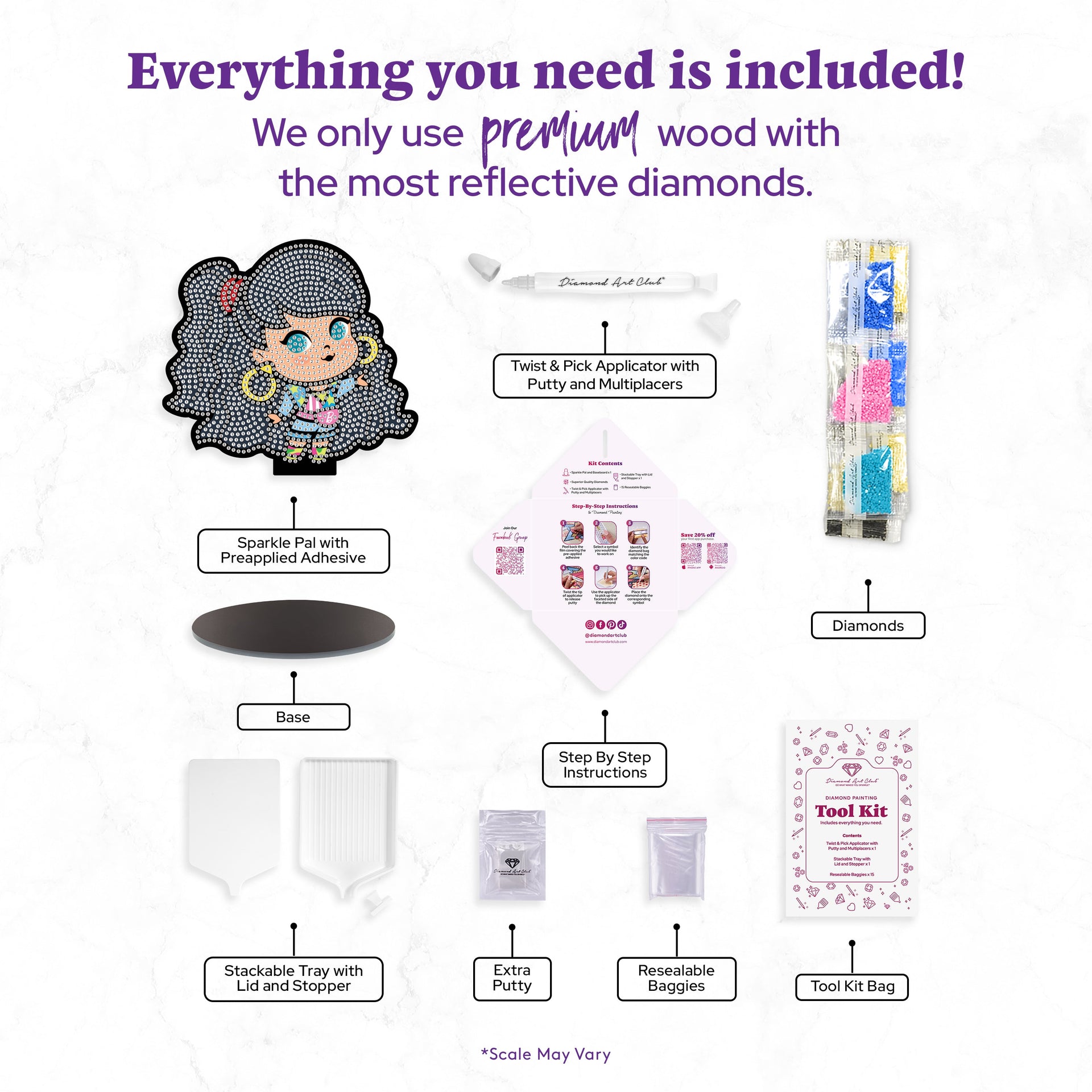 Diamond Painting Sparkle Pals™ - All American 5.8" x 6.3" (14.7cm x 15.9cm) / Round with 11 Colors Including 1 AB and 1 Electro Diamond and 1 Fairy Dust Diamond / 1,310