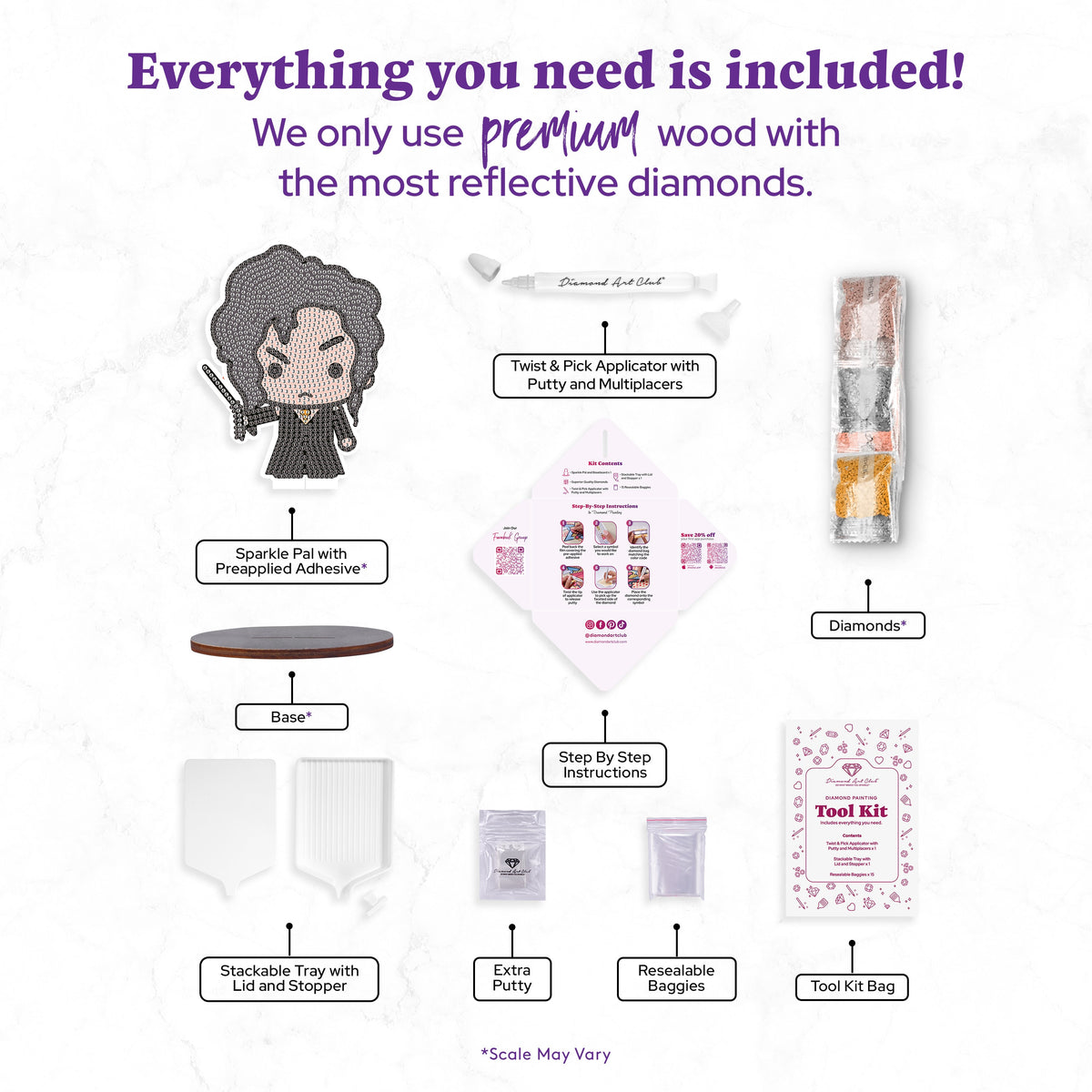 Diamond Painting Sparkle Pals™ - Bellatrix 4.4" x 5.8" (11.2cm x 14.7cm) / Round with 4 Colors including 1 Fairy Dust Diamond and 1 Iridescent Diamond / 1,163