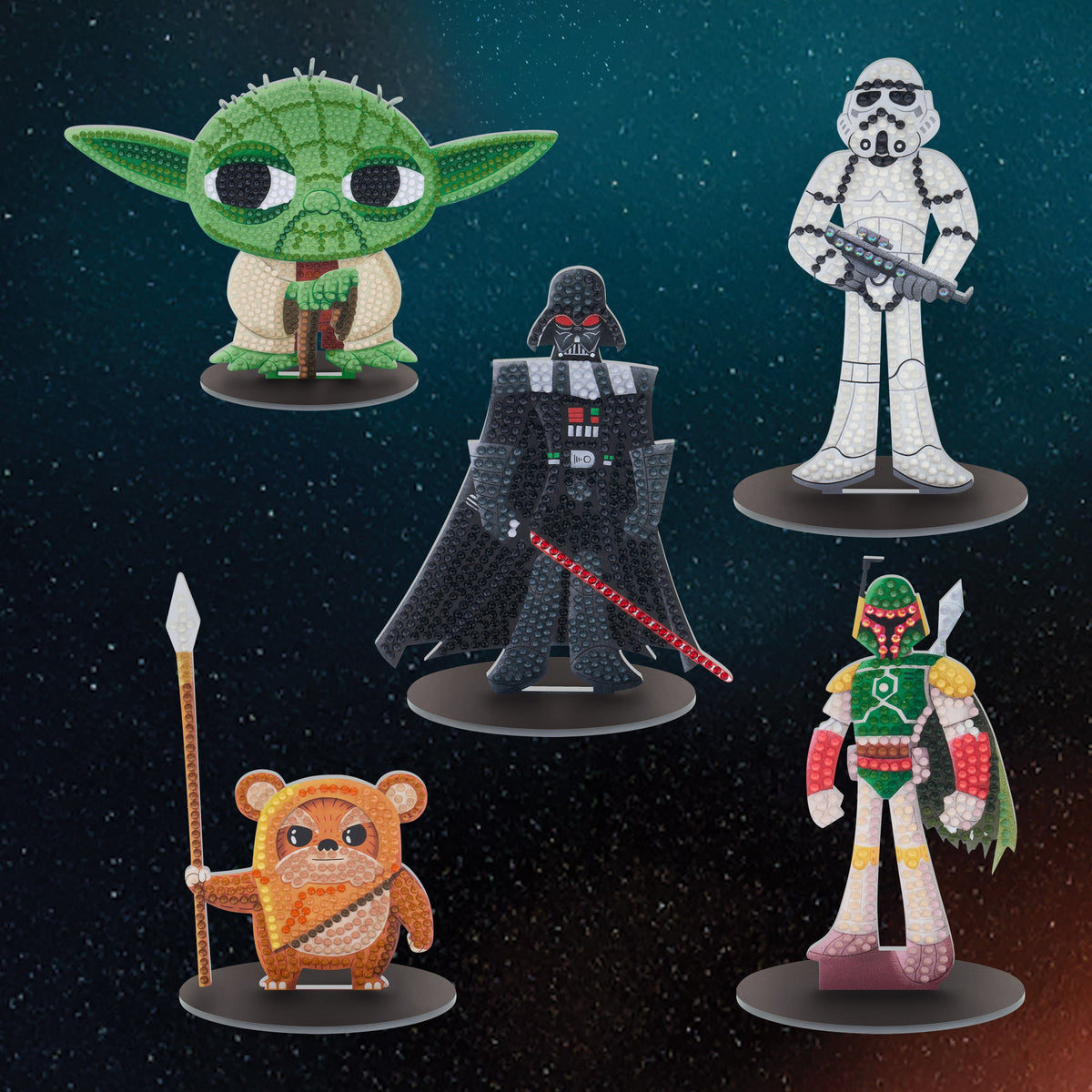 Diamond Painting Sparkle Pals™ - Boba Fett™ 5.6" x 2.2" (14.3cm x 5.7cm) / Round with 16 Colors including 1 AB and 5 Fairy Dust Diamonds / 294