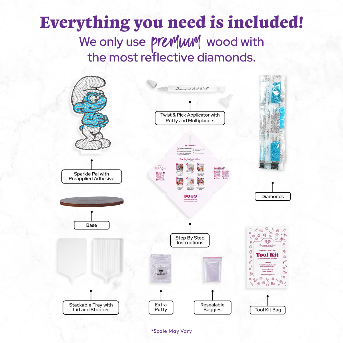 Diamond Painting Sparkle Pals™ - Brainy 5.8" x 3.1" (14.7 cm x 7.9cm) / Round with 3 Colors including 2 Fairy Dust Diamonds / 956
