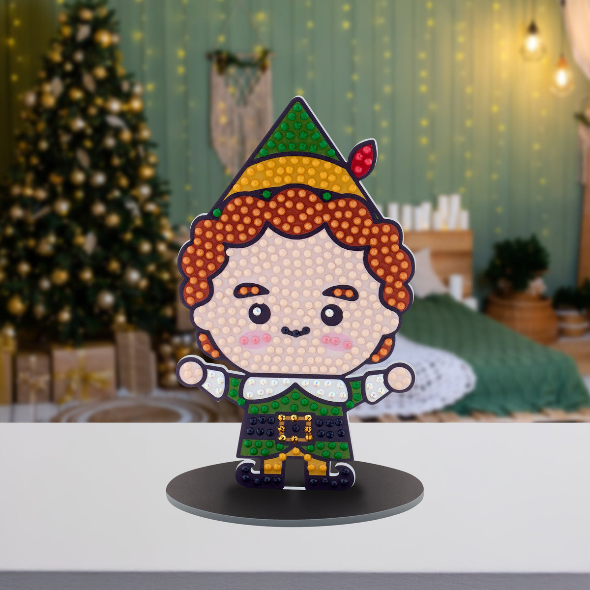 Diamond Painting Sparkle Pals™ - Buddy the Elf 3.2" x 5.5" (8.3cm x 14.1cm) / Round with 9 Colors including 1 Iridescent Diamond and 1 Electro Diamond and 3 Fairy Dust Diamonds / 455