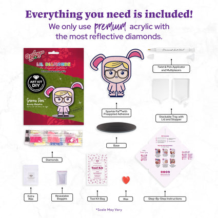 Diamond Painting Sparkle Pals™ - Bunny Ralphie 5.3" x 5.5" (13.6cm x 14.1cm) / Round with 6 Colors including 3 Fairy Dust Diamonds / 545