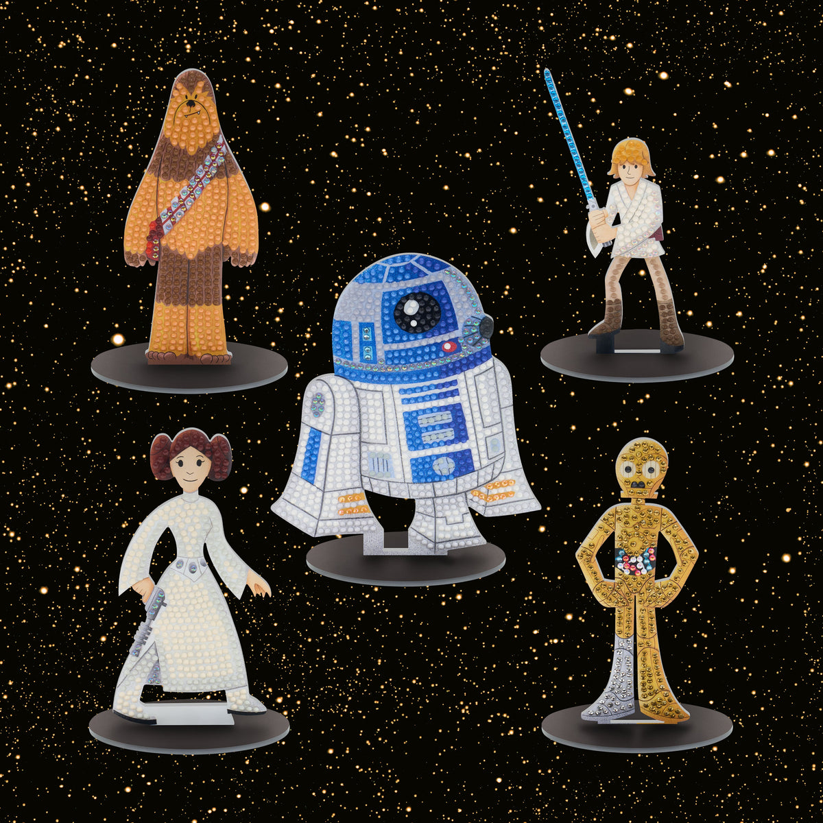 Diamond Painting Sparkle Pals™ - C-3PO™ 5.6" x 2.1" (14.3cm x 5.5cm) / Round with 6 Colors including 2 ABs and 2 Electro Diamond and 1 Iridescent Diamond and 1 Fairy Dust Diamond / 226