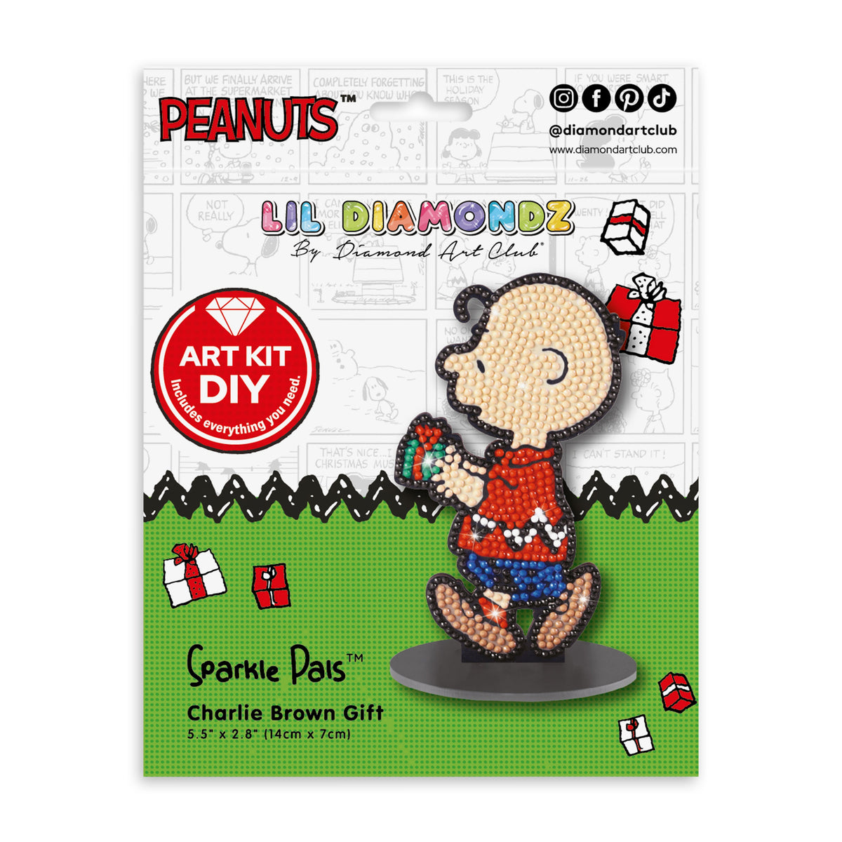 Diamond Painting Sparkle Pals™ - Charlie Brown Gift 5.5" x 2.7" (14cm x 7cm) / Round with 7 Colors including 2 Fairy Dust Diamonds / 725