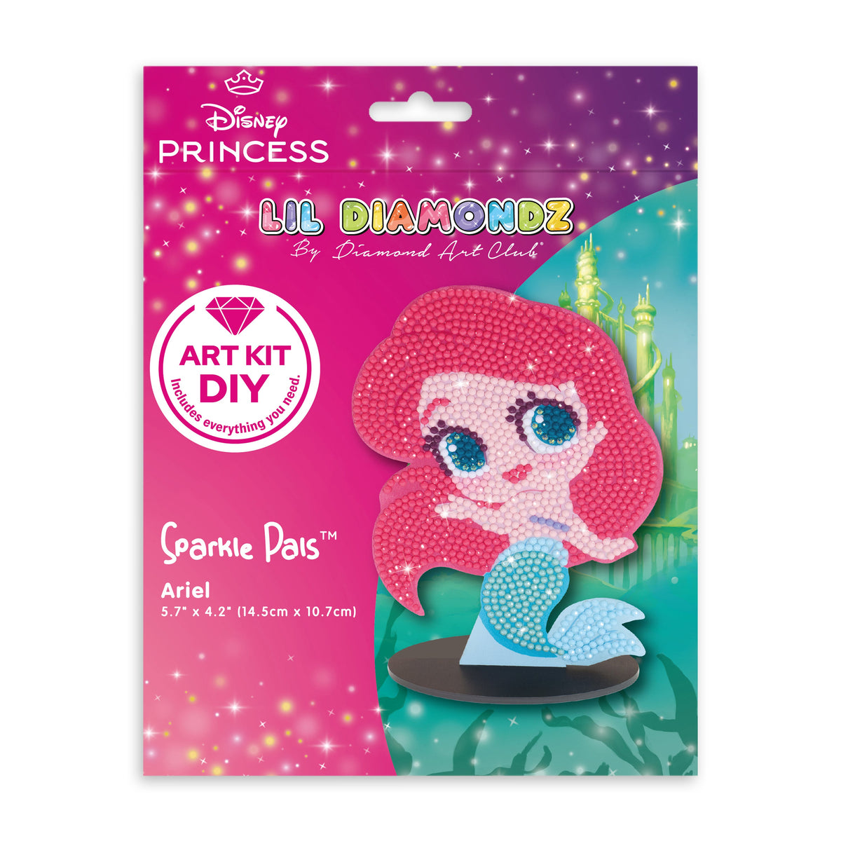 Diamond Painting Sparkle Pals™ - Chibi Ariel™ 5.7" x 4.2" (14.5cm x 10.7cm) / Round with 10 Colors including 1 AB and 1 Fairy Dust Diamond / 1,228