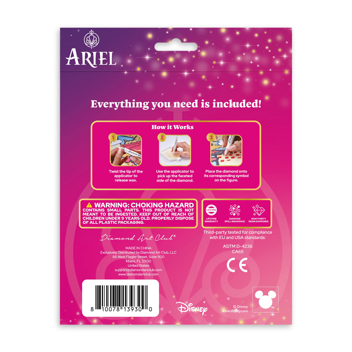 Diamond Painting Sparkle Pals™ - Chibi Ariel™ 5.7" x 4.2" (14.5cm x 10.7cm) / Round with 10 Colors including 1 AB and 1 Fairy Dust Diamond / 1,228