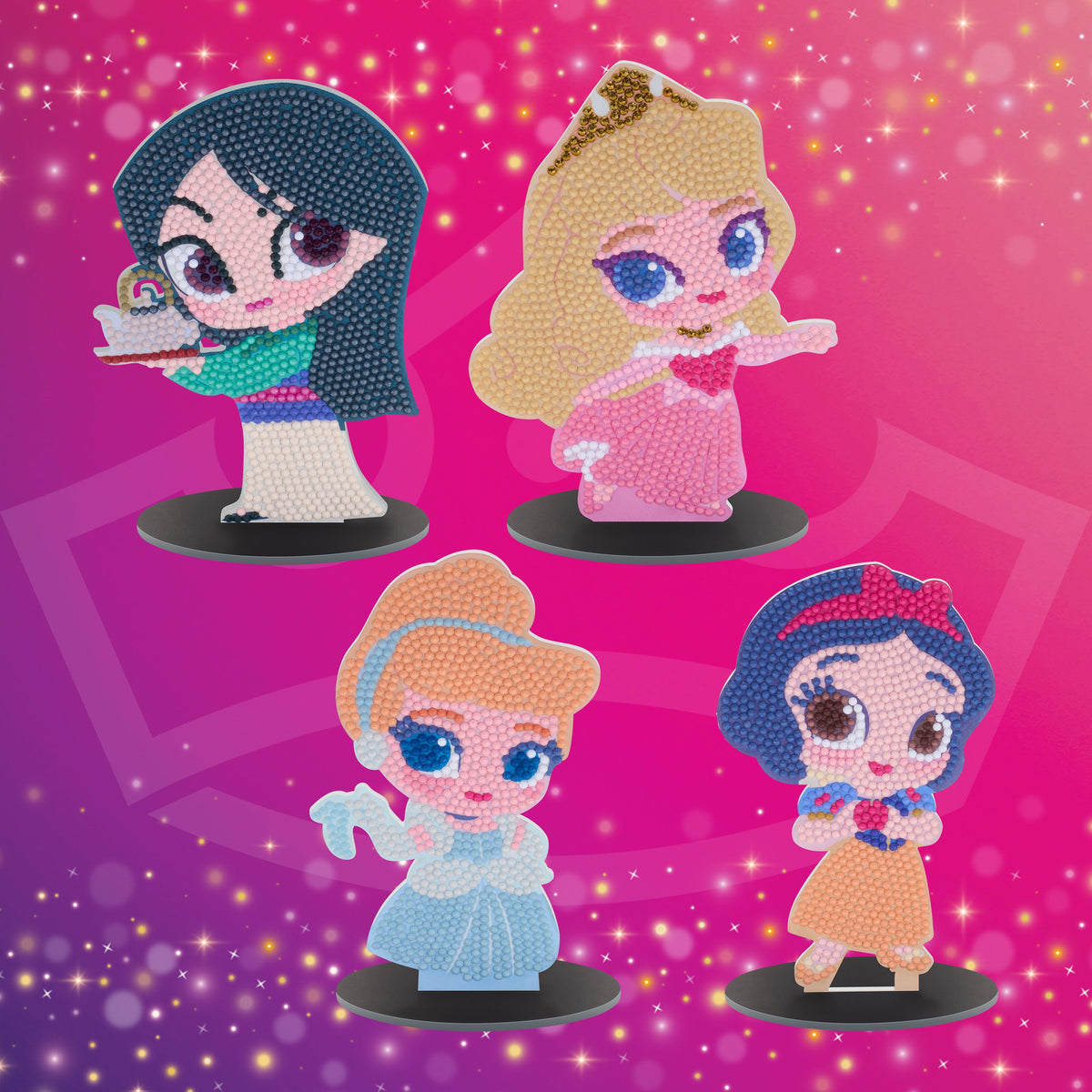 Diamond Painting Sparkle Pals™ - Chibi Aurora™ 5.7" x 4.2" (14.5cm x 10.7cm) / Round with 12 Colors including 1 Electro Diamond and 3 Fairy Dust Diamonds / 1,016
