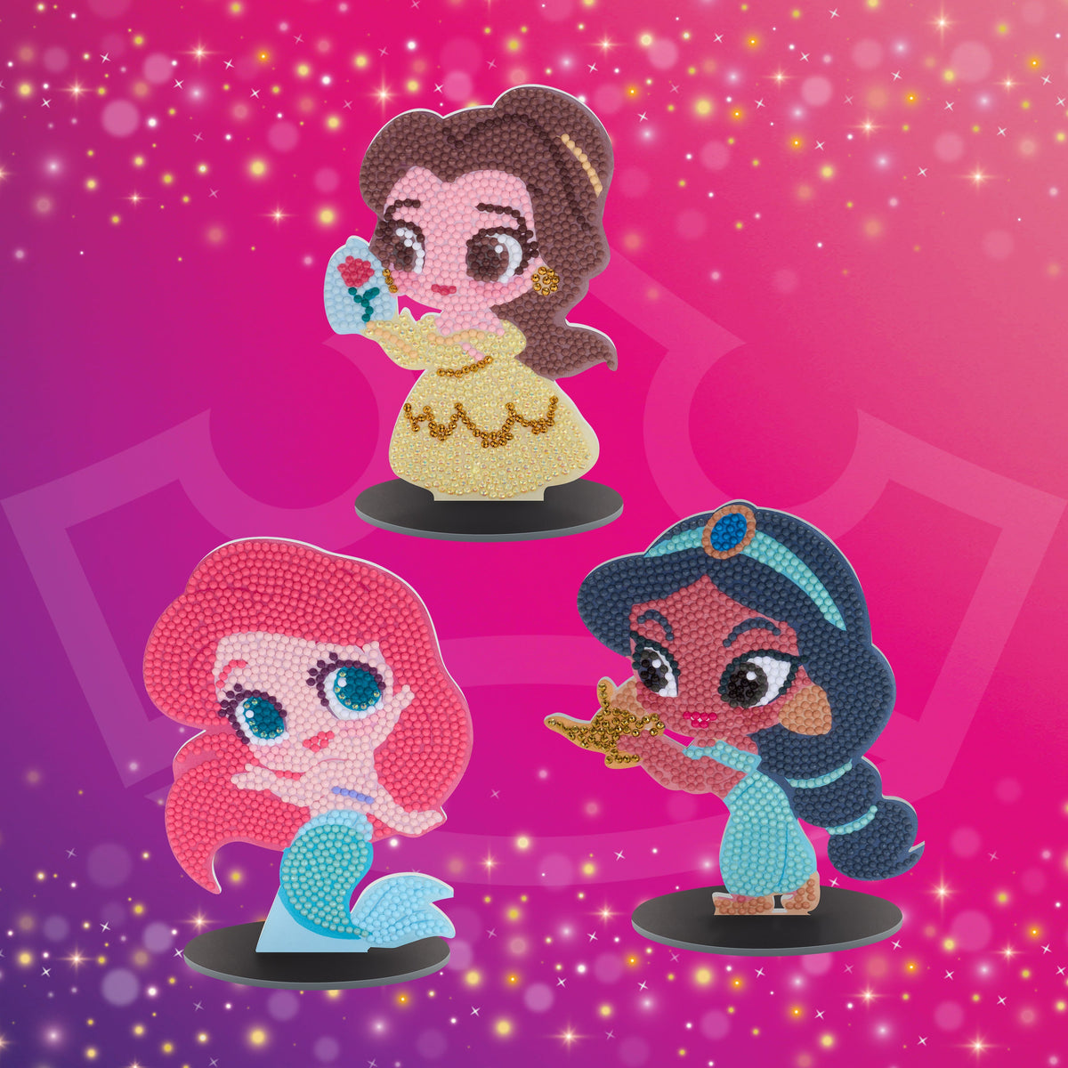 Diamond Painting Sparkle Pals™ - Chibi Belle™ 5.7" x 3.7" (14.5cm x 9.5cm) / Round with 11 Colors including 1 AB and 1 Electro Diamond and 1 Fairy Dust Diamond / 1,127