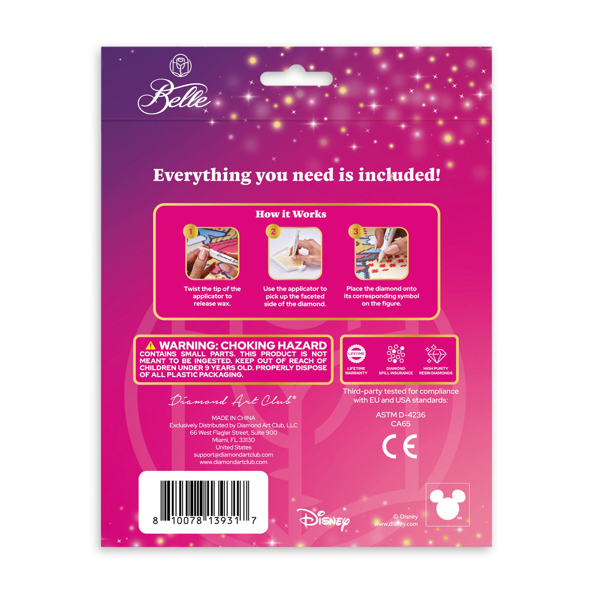 Diamond Painting Sparkle Pals™ - Chibi Belle™ 5.7" x 3.7" (14.5cm x 9.5cm) / Round with 11 Colors including 1 AB and 1 Electro Diamond and 1 Fairy Dust Diamond / 1,127