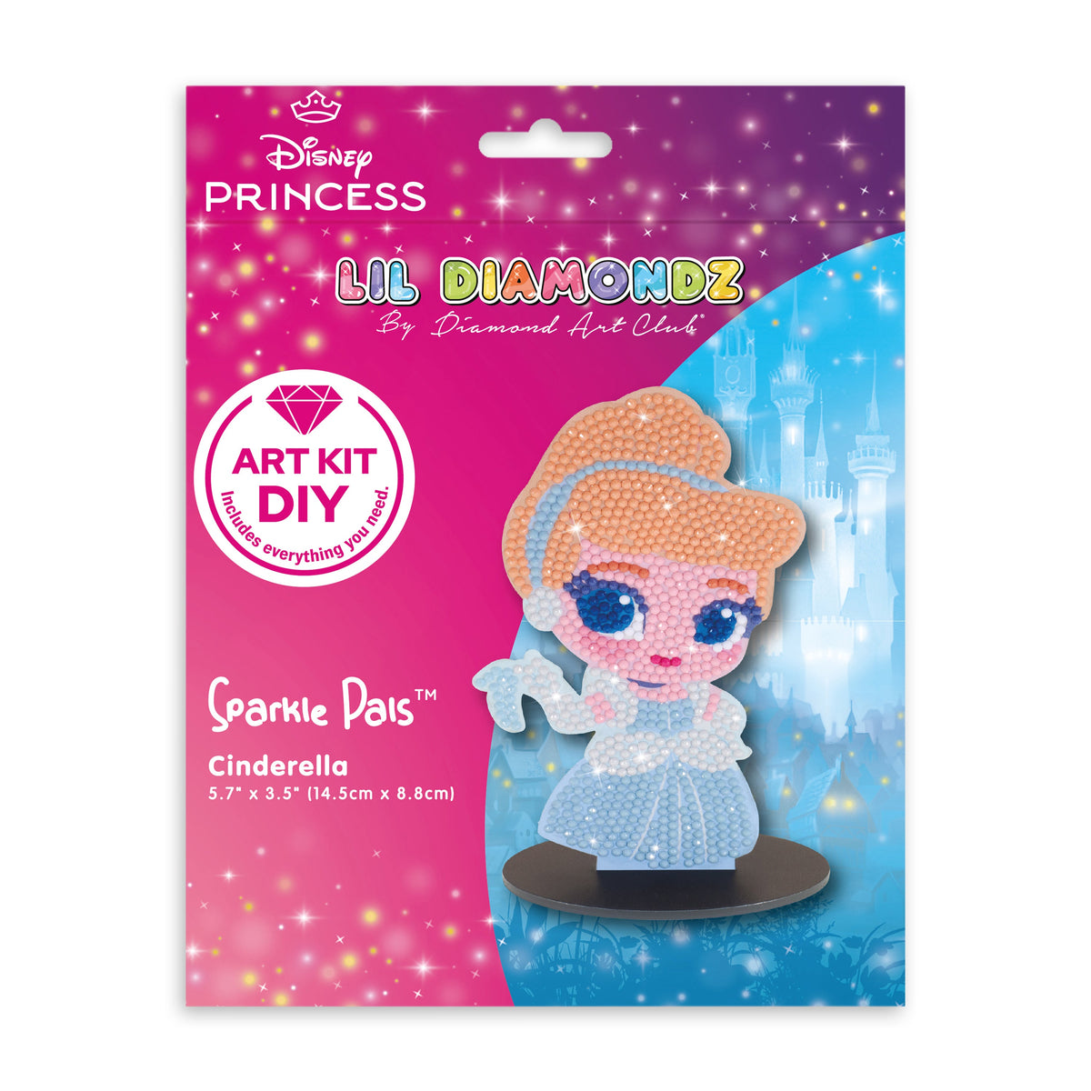Diamond Painting Sparkle Pals™ - Chibi Cinderella™ 5.7" x 3.4" (14.5cm x 8.8cm) / Round with 12 Colors including 3 Fairy Dust Diamonds / 924