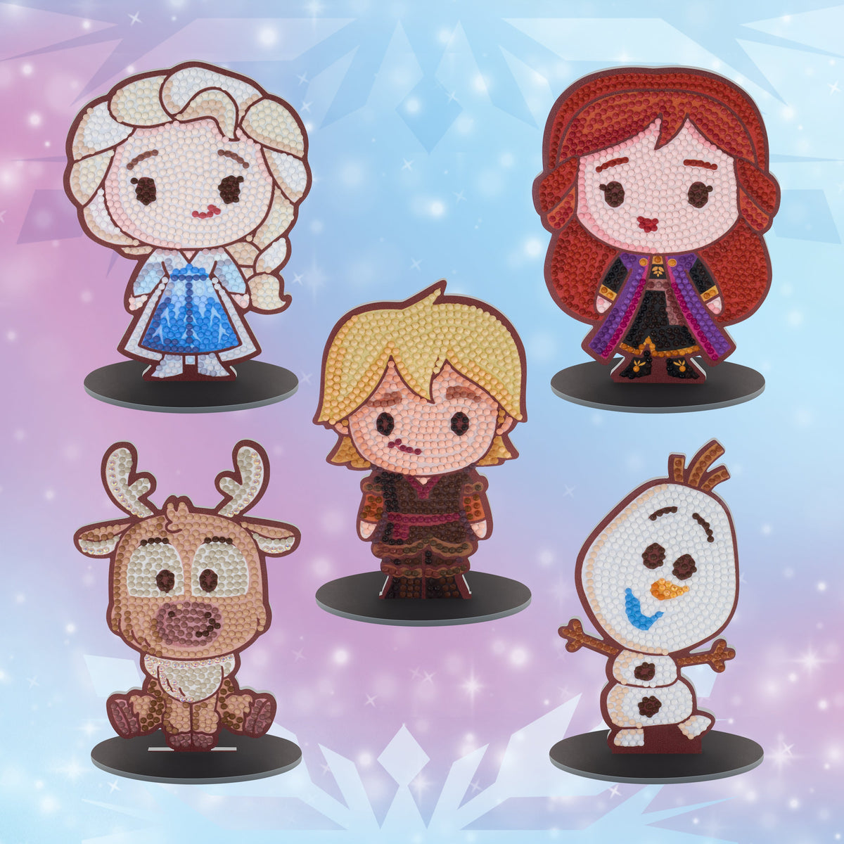 Diamond Painting Sparkle Pals™ - Chibi Kristoff 5.6" x 3.4" (14.4cm x 8.8cm) / Round with 15 Colors including 2 Fairy Dust Diamonds / 665