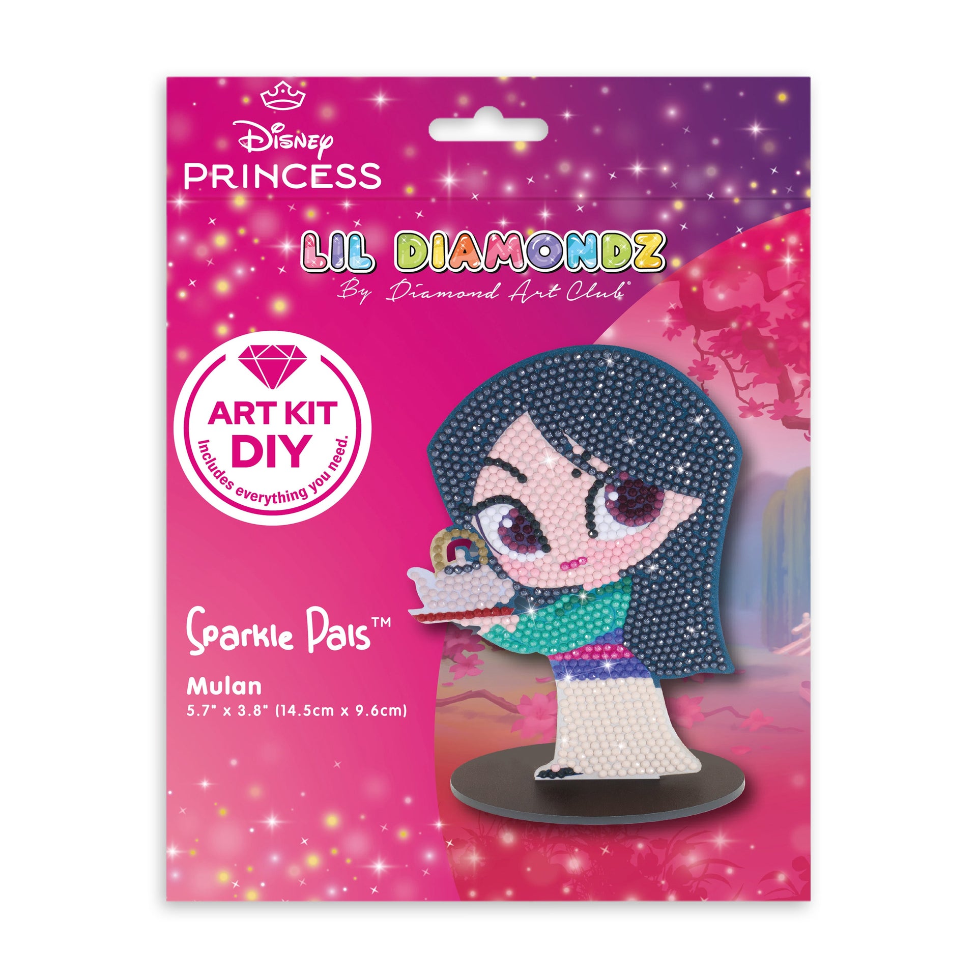 Diamond Painting Sparkle Pals™ - Chibi Mulan™ 5.7" x 3.7" (14.5cm x 9.6cm) / Round with 15 Colors including 3 Fairy Dust Diamonds / 1,109
