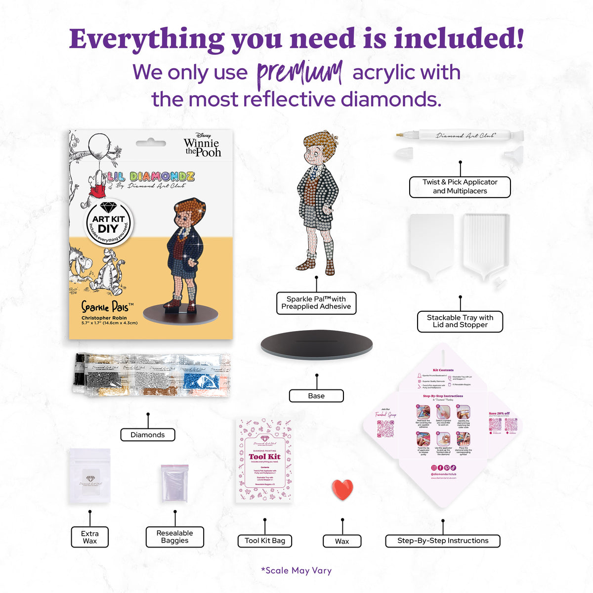 Diamond Painting Sparkle Pals™ - Christopher Robin™ 5.7" x 4.1" (14.6cm x 1.7cm) / Round with 8 Colors including 2 Fairy Dust Diamonds / 395