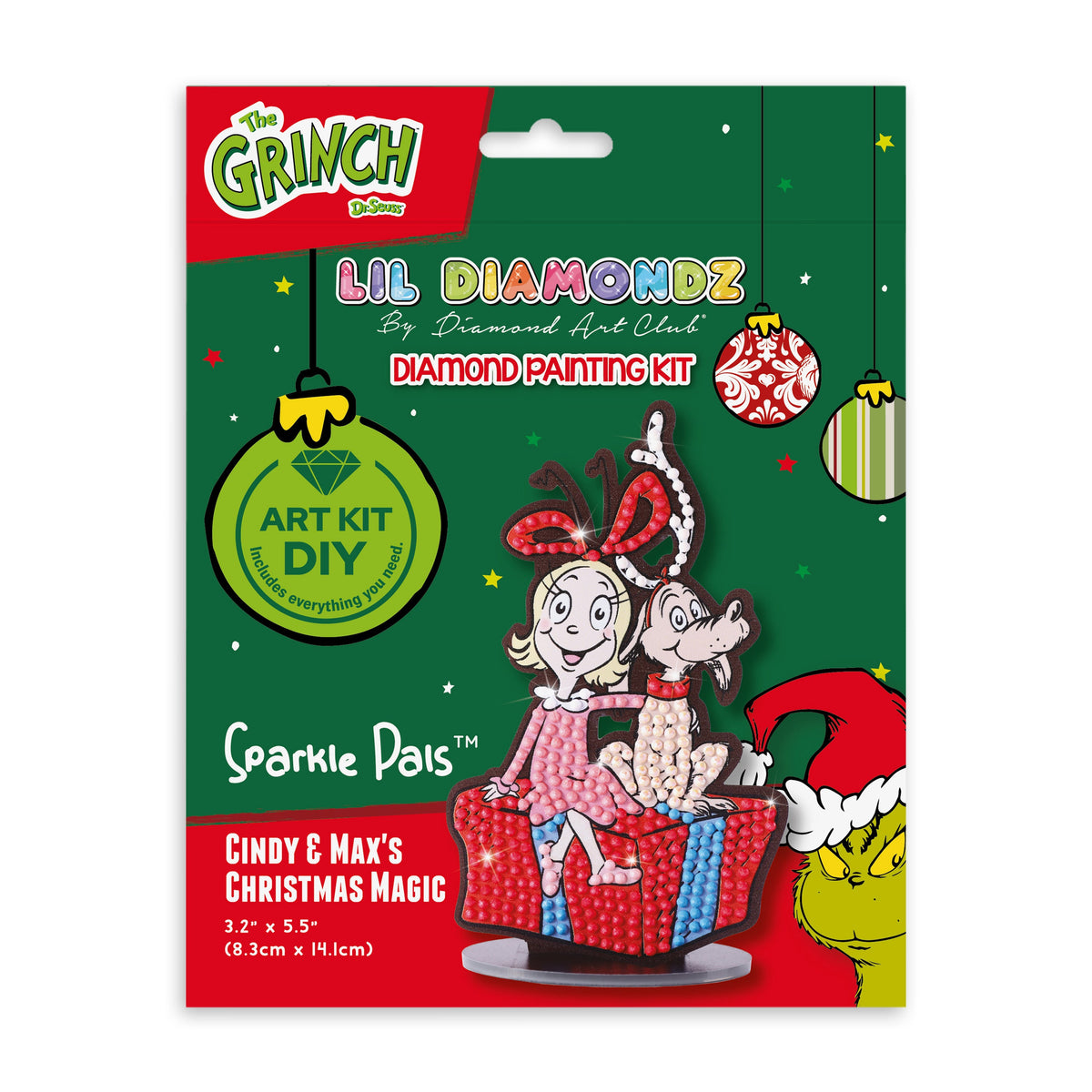 Diamond Painting Sparkle Pals™ - Cindy & Max's Christmas Magic 3.2" x 5.5" (8.3cm x 14.1cm) / Round with 7 Colors including 1 AB and 3 Fairy Dust Diamonds / 420