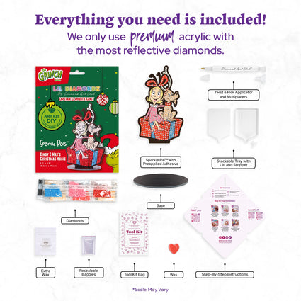 Diamond Painting Sparkle Pals™ - Cindy & Max's Christmas Magic 3.2" x 5.5" (8.3cm x 14.1cm) / Round with 7 Colors including 1 AB and 3 Fairy Dust Diamonds / 420