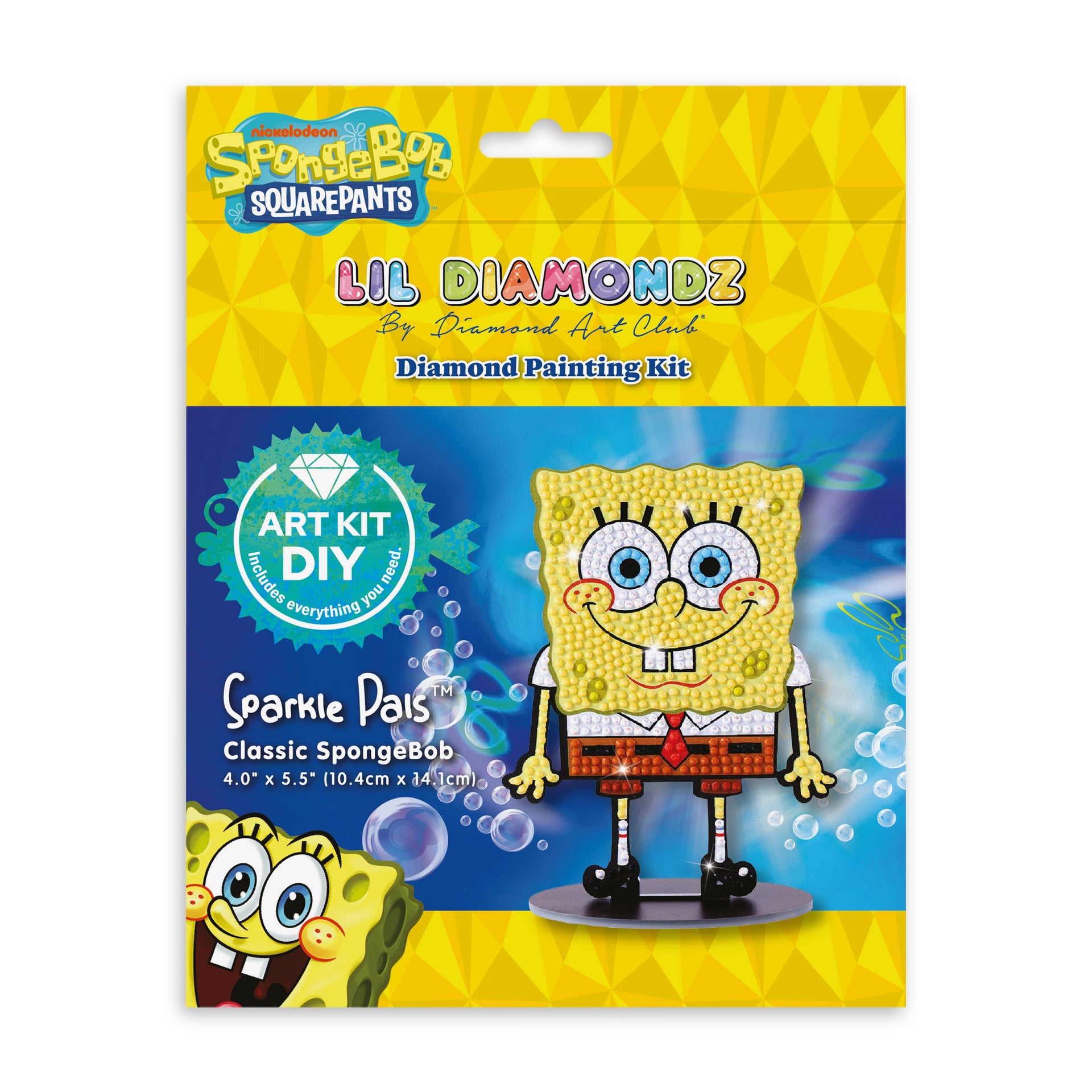 Diamond Painting Sparkle Pals™ - Classic SpongeBob 4.0" x 5.5" (10.4cm x 14.1cm) / Round with 8 Colors Including 1 AB and 1 Fairy Dust Diamond / 705