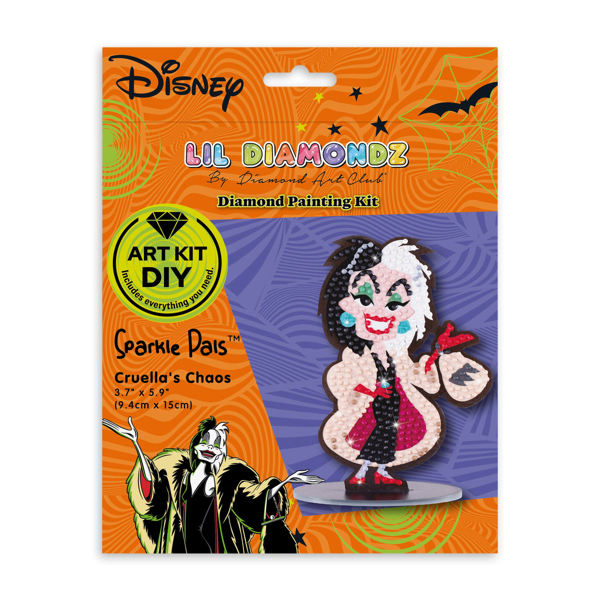 Diamond Painting Sparkle Pals™ - Cruella's Chaos 3.7" x 5.9" (9.4cm x 15cm) / Round with 12 Colors including 1 AB and 3 Fairy Dust Diamonds / 525