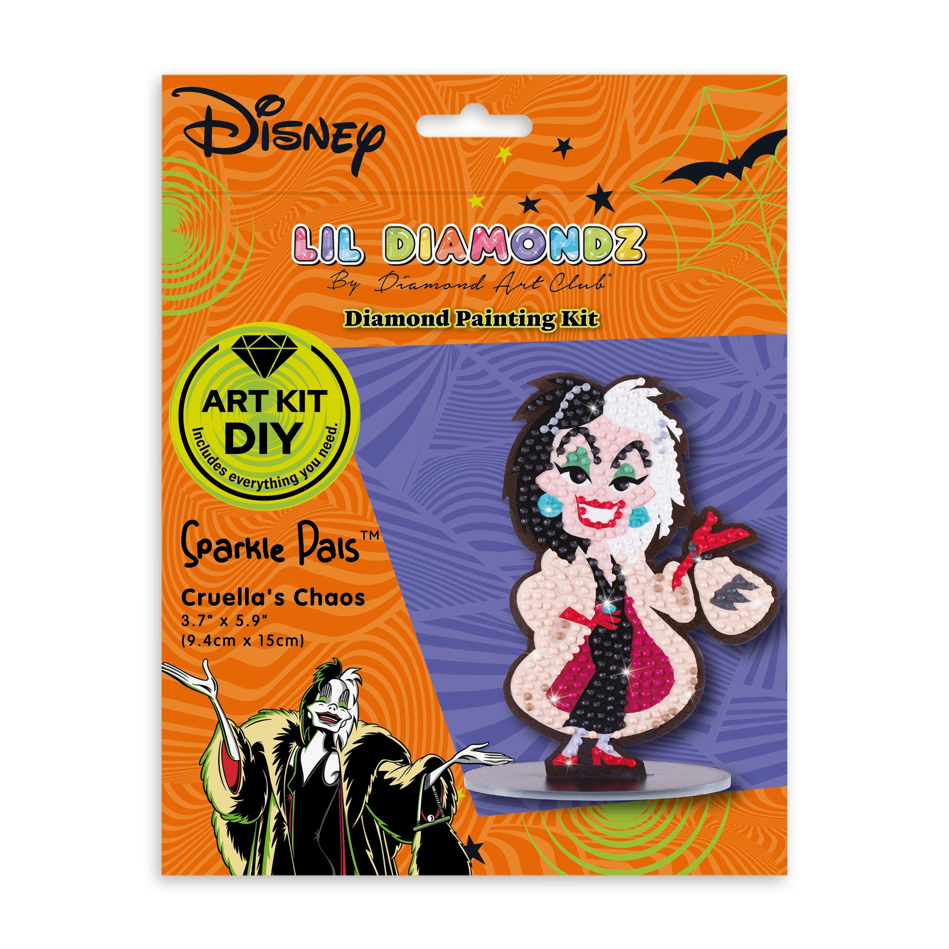 Diamond Painting Sparkle Pals™ - Cruella's Chaos 3.7" x 5.9" (9.4cm x 15cm) / Round with 12 Colors including 1 AB and 3 Fairy Dust Diamonds / 525