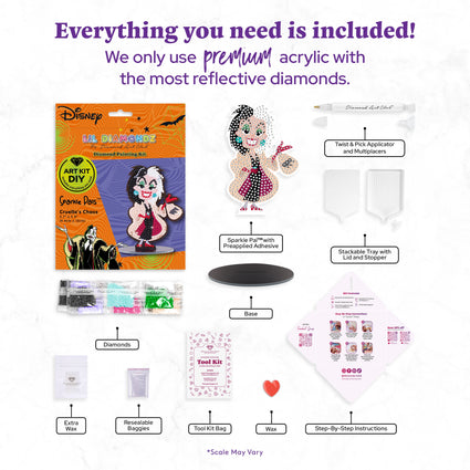 Diamond Painting Sparkle Pals™ - Cruella's Chaos 3.7" x 5.9" (9.4cm x 15cm) / Round with 12 Colors including 1 AB and 3 Fairy Dust Diamonds / 525