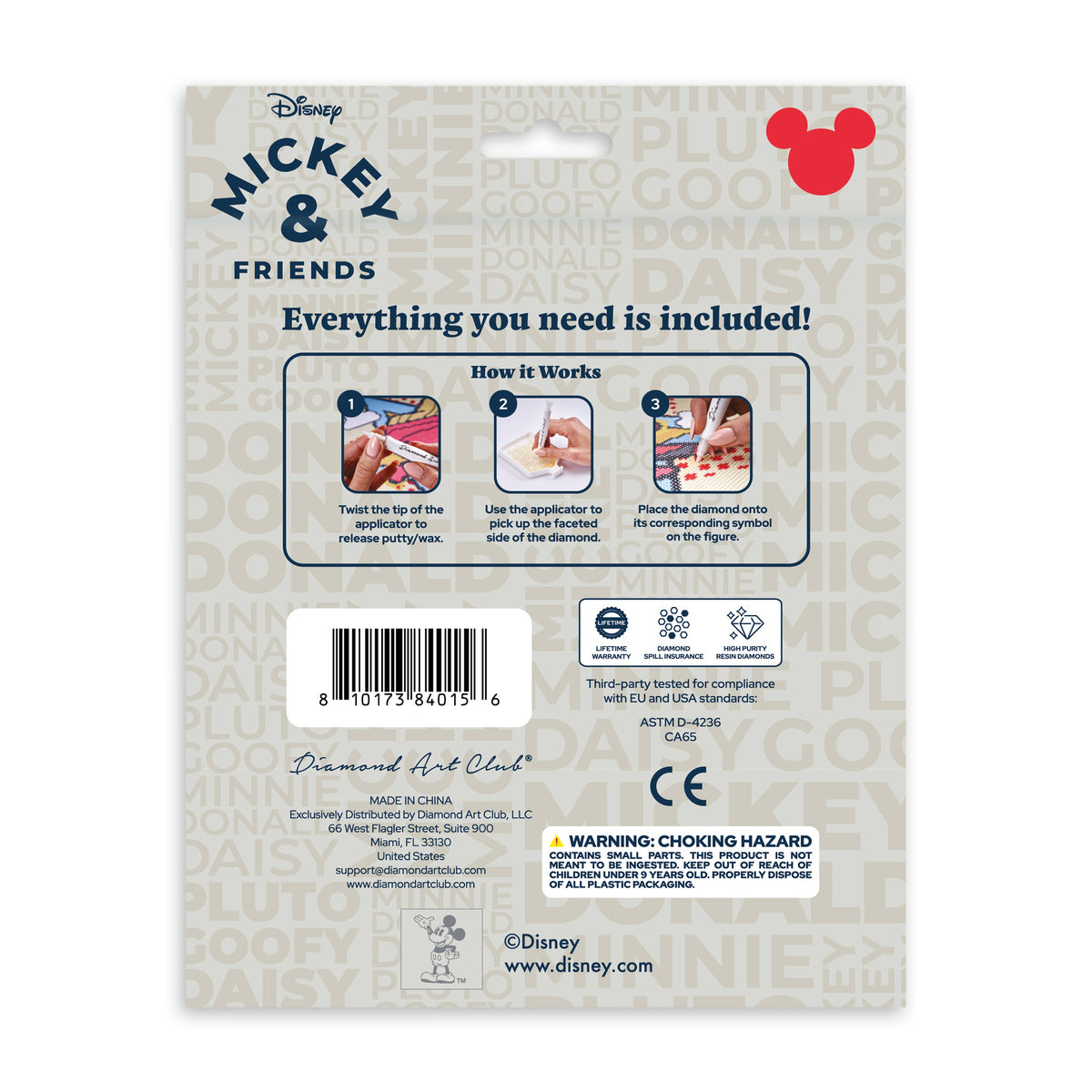 Diamond Painting Sparkle Pals™ - Daisy Duck™ 5.6" x 3.1" (14.3cm x 7.8 cm) / Round with 8 Colors including 2 ABs / 493