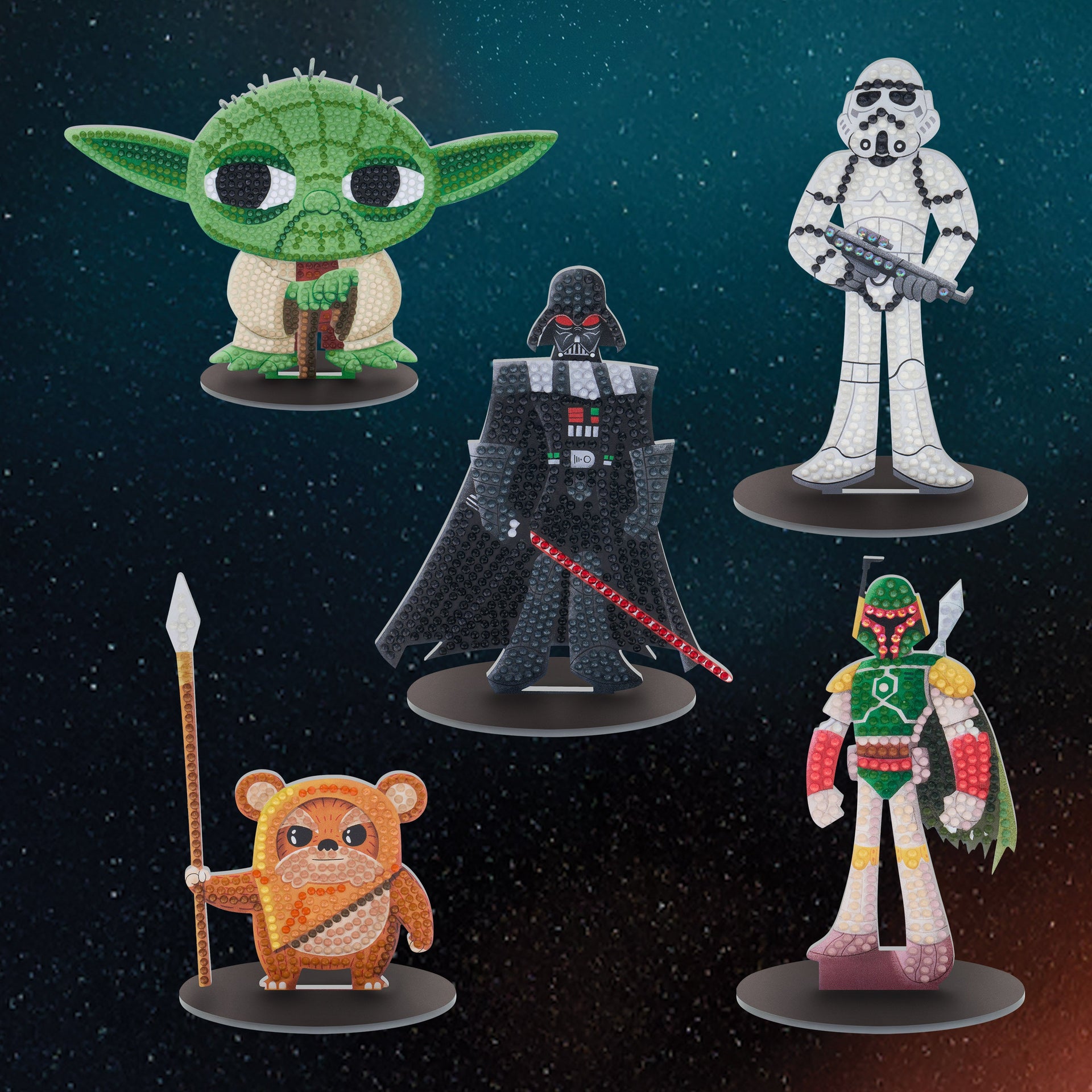 Diamond Painting Sparkle Pals™ - Darth Vader™ 5.6" x 4.4" (14.3cm x 11.2cm) / Round with 5 Colors including 1 Iridescent Diamond and 3 Fairy Dust Diamonds / 574
