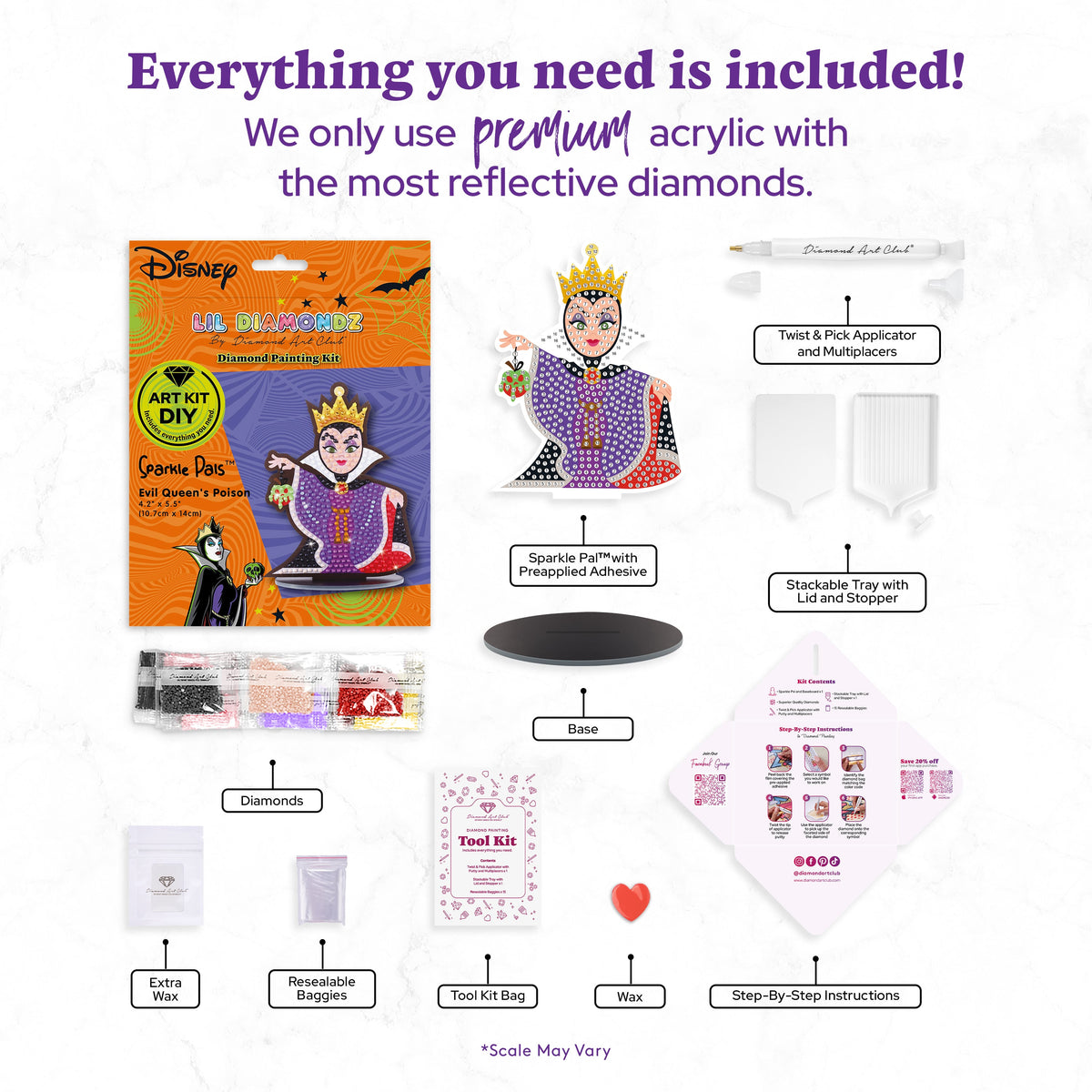 Diamond Painting Sparkle Pals™ - Evil Queen's Poison 4.2" x 5.5" (10.7cm x 14cm) / Round with 16 Colors including 1 AB and 1 Electro Diamond and 5 Fairy Dust Diamonds / 581