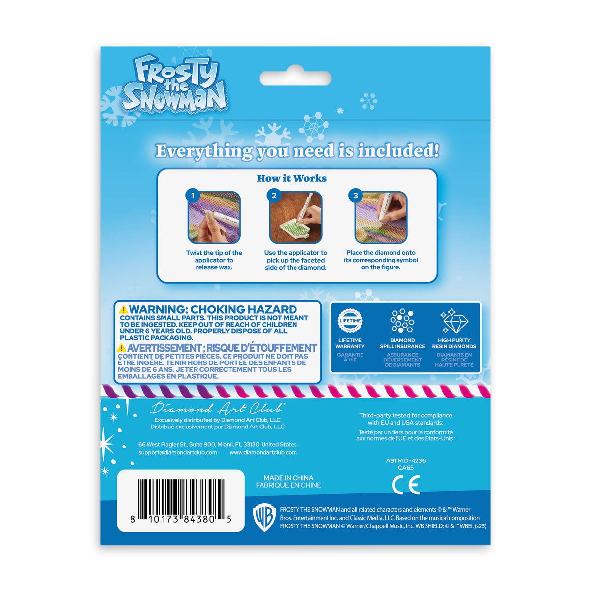 Diamond Painting Sparkle Pals™ - Frosty the Snowman 5.3" x 5.5" (13.6cm x 14.1cm) / Round with 9 Colors including 1 Iridescent Diamond and 3 Fairy Dust Diamonds / 700