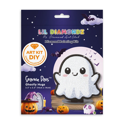 Diamond Painting Sparkle Pals™ - Ghostly Hugs 5.5" x 5.5" (14cm x 14cm) / Round with 4 Colors including 1 AB and 2 Fairy Dust Diamonds / 1,020
