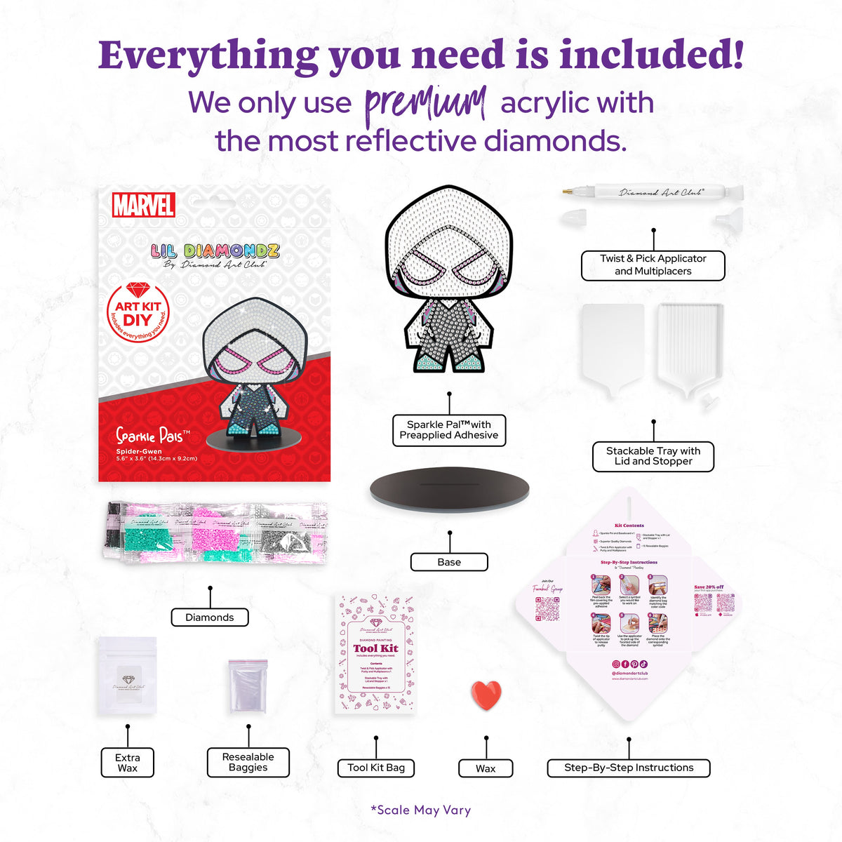 Diamond Painting Sparkle Pals™ - Gwen 5.6" x 3.6" (14.3cm x 9.2cm) / Round with 6 Colors Including 2 Fairy Dust Diamonds / 749