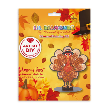 Diamond Painting Sparkle Pals™ - Harvest Gobbler 4.7" x 5.5" (12cm x 14cm) / Round with 9 Colors including 5 Fairy Dust Diamonds / 660