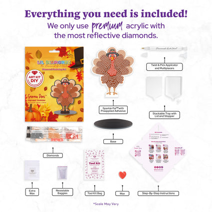 Diamond Painting Sparkle Pals™ - Harvest Gobbler 4.7" x 5.5" (12cm x 14cm) / Round with 9 Colors including 5 Fairy Dust Diamonds / 660