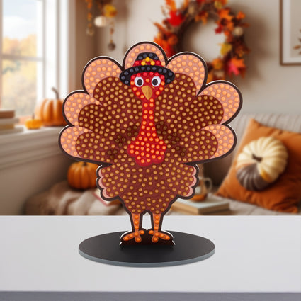 Diamond Painting Sparkle Pals™ - Harvest Gobbler 4.7" x 5.5" (12cm x 14cm) / Round with 9 Colors including 5 Fairy Dust Diamonds / 660