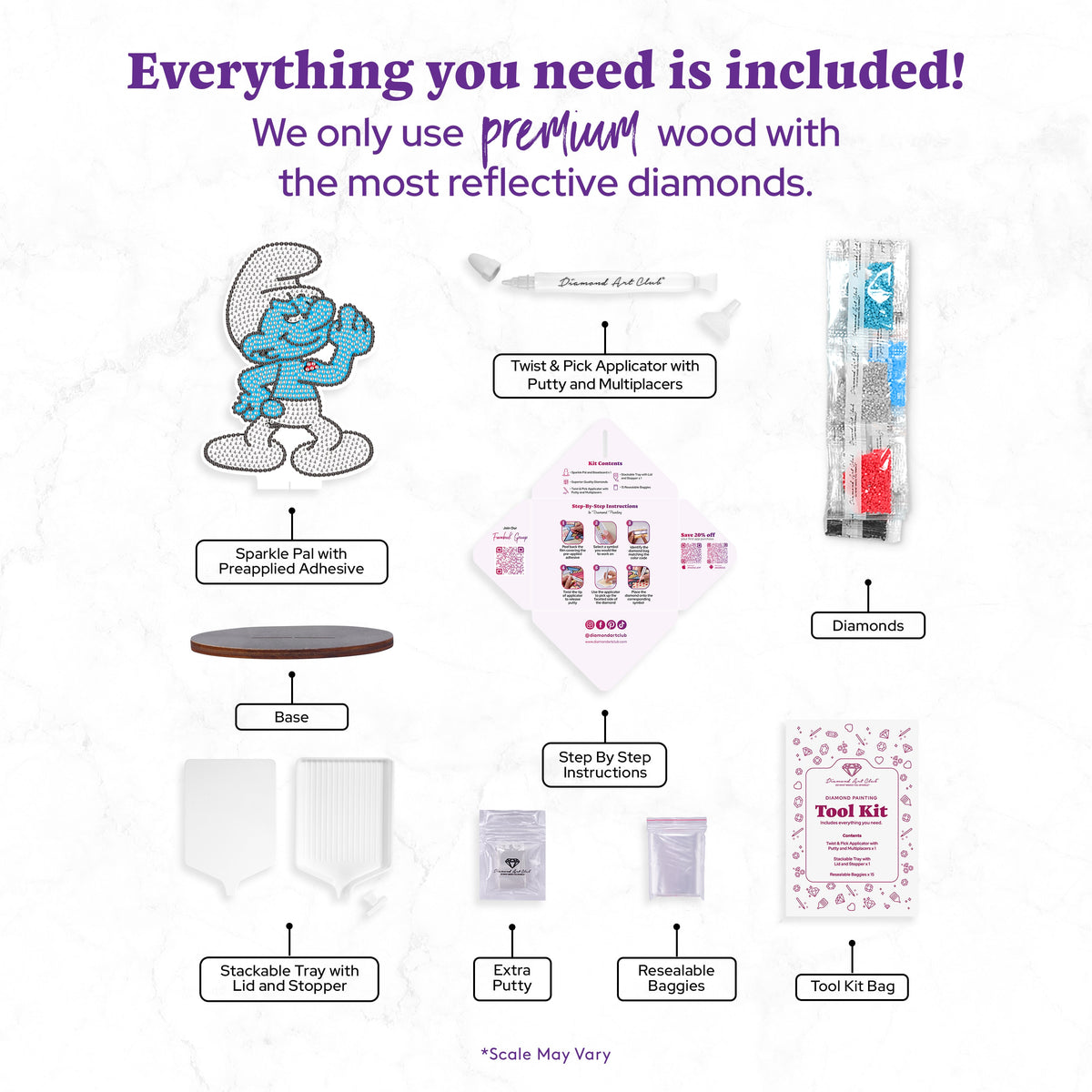 Diamond Painting Sparkle Pals™ - Hefty 5.8" x 4.1" (14.7cm x 10.5cm) / Round with 4 Colors including 3 Fairy Dust Diamonds / 1,176