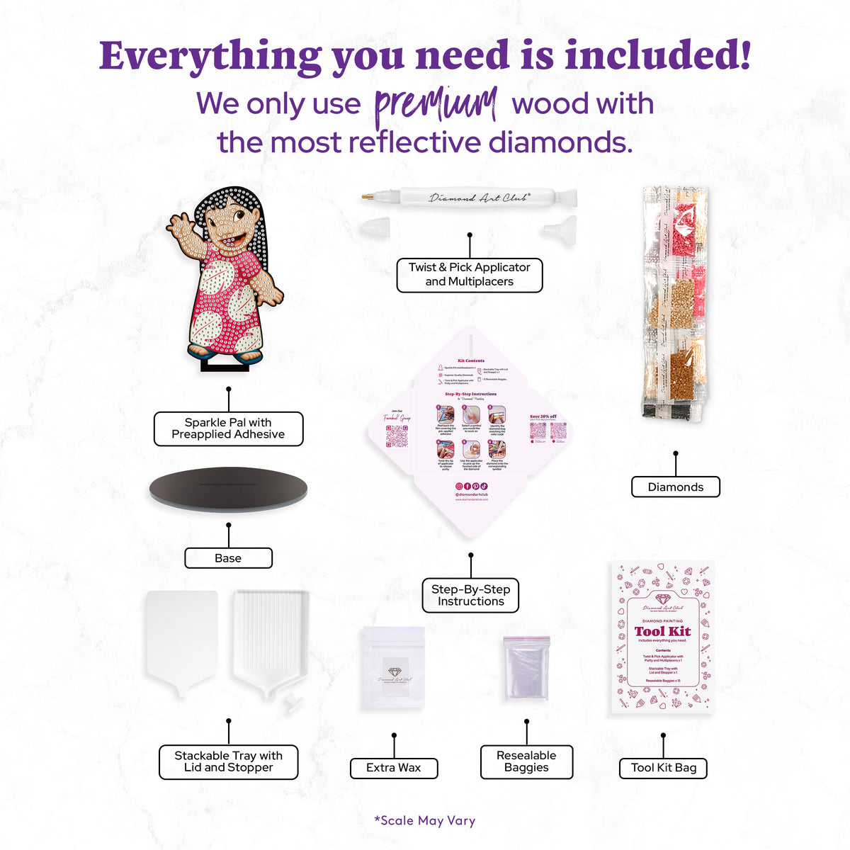 Diamond Painting Sparkle Pals™ - Lilo™ 5.7" x 3.6" (14.5cm x 9.3cm) / Round with 6 Colors including 1 AB and 1 Fairy Dust Diamond / 511