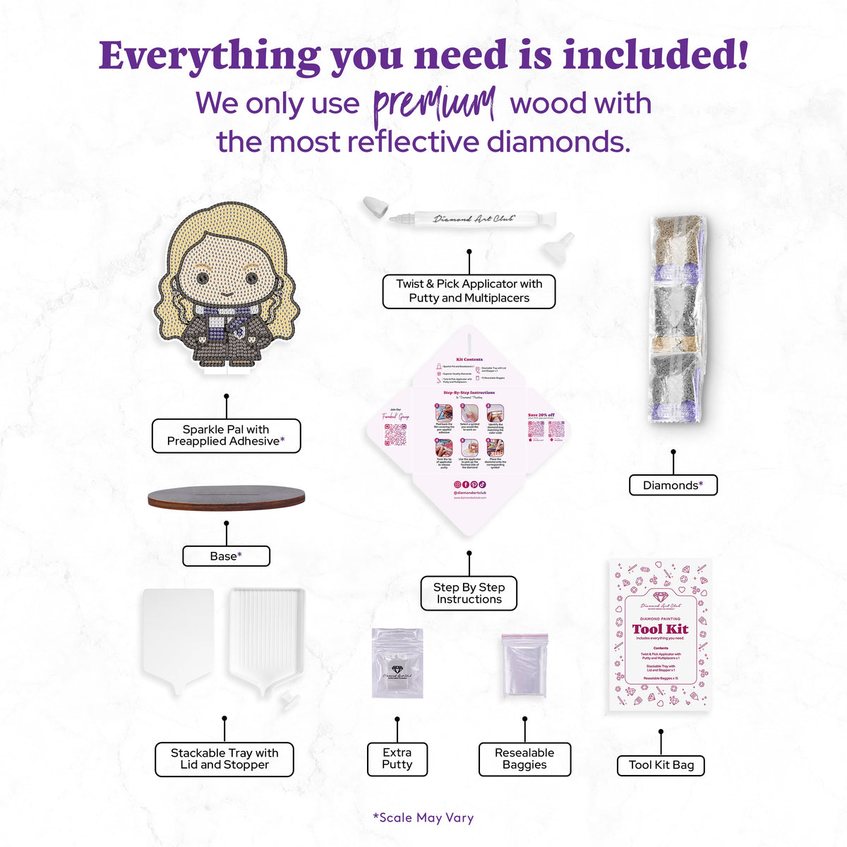 Diamond Painting Sparkle Pals™ - Luna 4.9" x 5.7" (12.5cm x 14.5cm) / Round with 10 Colors including 1 AB, 2 Fairy Dust Diamonds and 1 Iridescent Diamond / 1,392