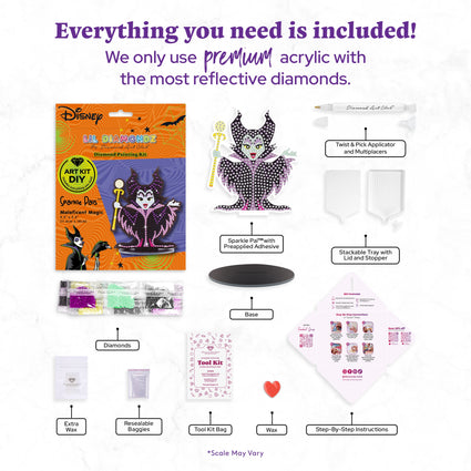 Diamond Painting Sparkle Pals™ - Maleficent Magic 4.5" x 5.5" (11.6cm x 14cm) / Round with 7 Colors including 1 Iridescent Diamond and 3 Fairy Dust Diamonds / 555
