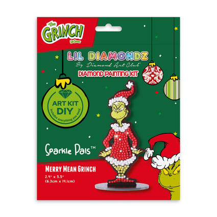 Diamond Painting Sparkle Pals™ - Merry Mean Grinch™ 2.4" x 5.5" (6.3cm x 14.1cm) / Round with 3 Colors including 1 AB and 2 Fairy Dust Diamonds / 260