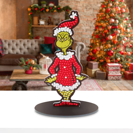Diamond Painting Sparkle Pals™ - Merry Mean Grinch™ 2.4" x 5.5" (6.3cm x 14.1cm) / Round with 3 Colors including 1 AB and 2 Fairy Dust Diamonds / 260