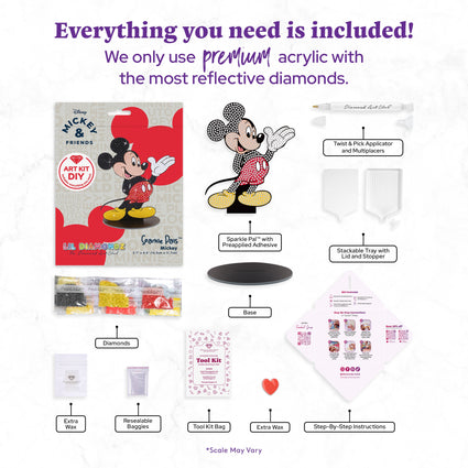 Diamond Painting Sparkle Pals™ - Mickey Mouse™ 5.7" x 4.6* (14.5cm x 11.7 cm) / Round with 5 Colors including 1 AB and 2 Fairy Dust Diamonds / 645