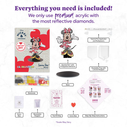 Diamond Painting Sparkle Pals™ - Minnie Mouse™ 5.6" x 4.2" (14.3cm x 10.7cm) / Round with 5 Colors including 1 AB and 2 Fairy Dust Diamonds / 574