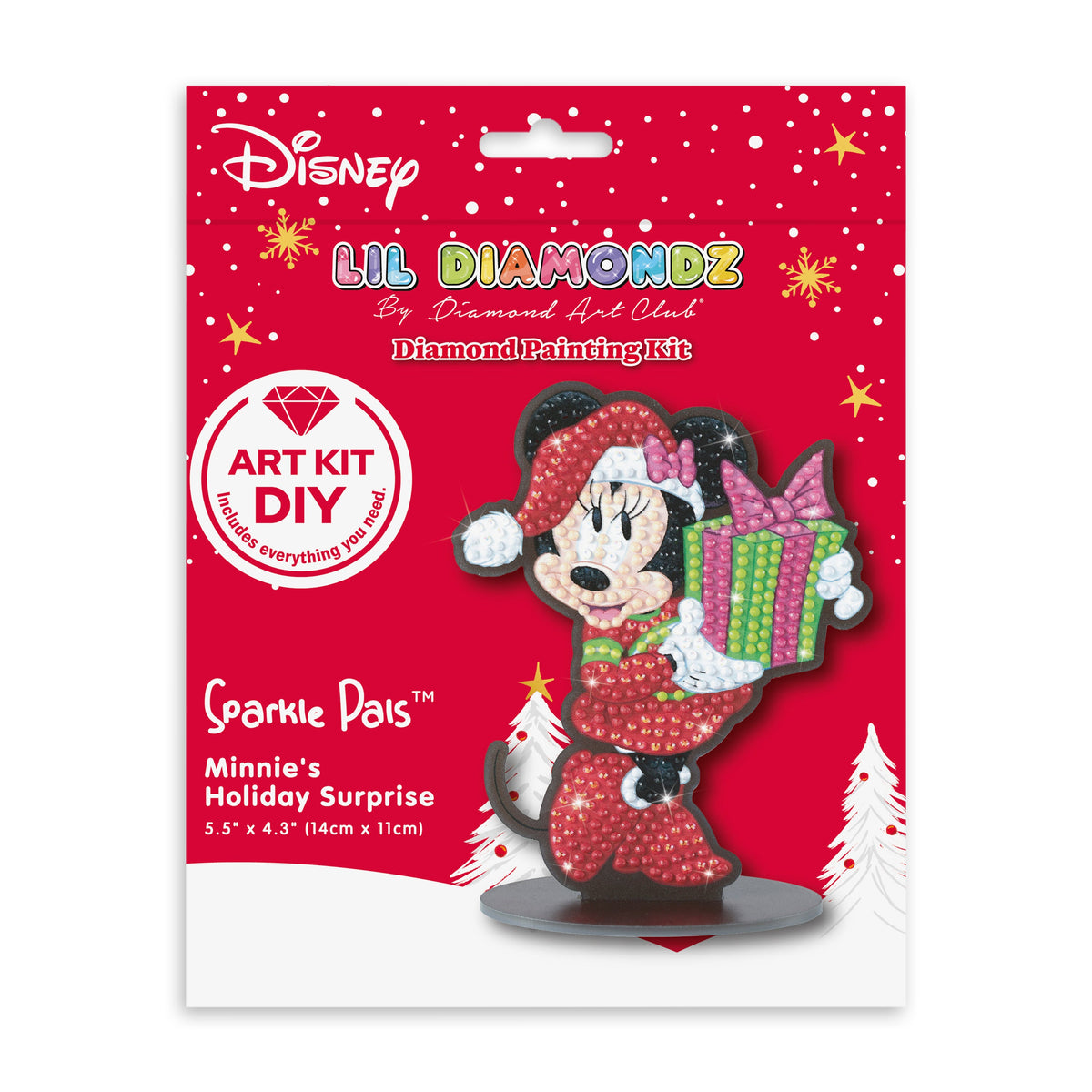 Diamond Painting Sparkle Pals™ - Minnie’s Holiday Surprise 5.5" x 4.3" (14cm x 11cm) / Round with 10 Colors including 2 ABs and 4 Fairy Dust Diamonds / 545