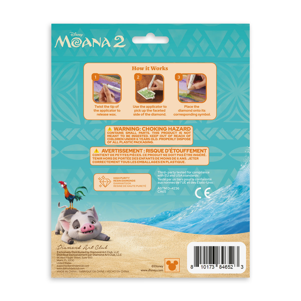 Diamond Painting Sparkle Pals™ - Moana 2.4" x 5.2" (6cm x 13.3cm) / Round with 8 Colors including 1 Iridescent Diamond and 3 Fairy Dust Diamonds / 260