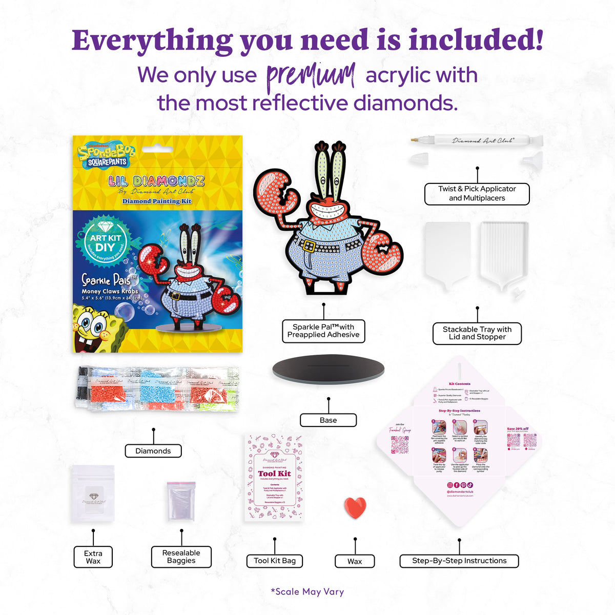 Diamond Painting Sparkle Pals™ - Money Claws Krabs 5.4" x 5.6" (13.9cm x 14.3cm) / Round with 7 Colors / 424